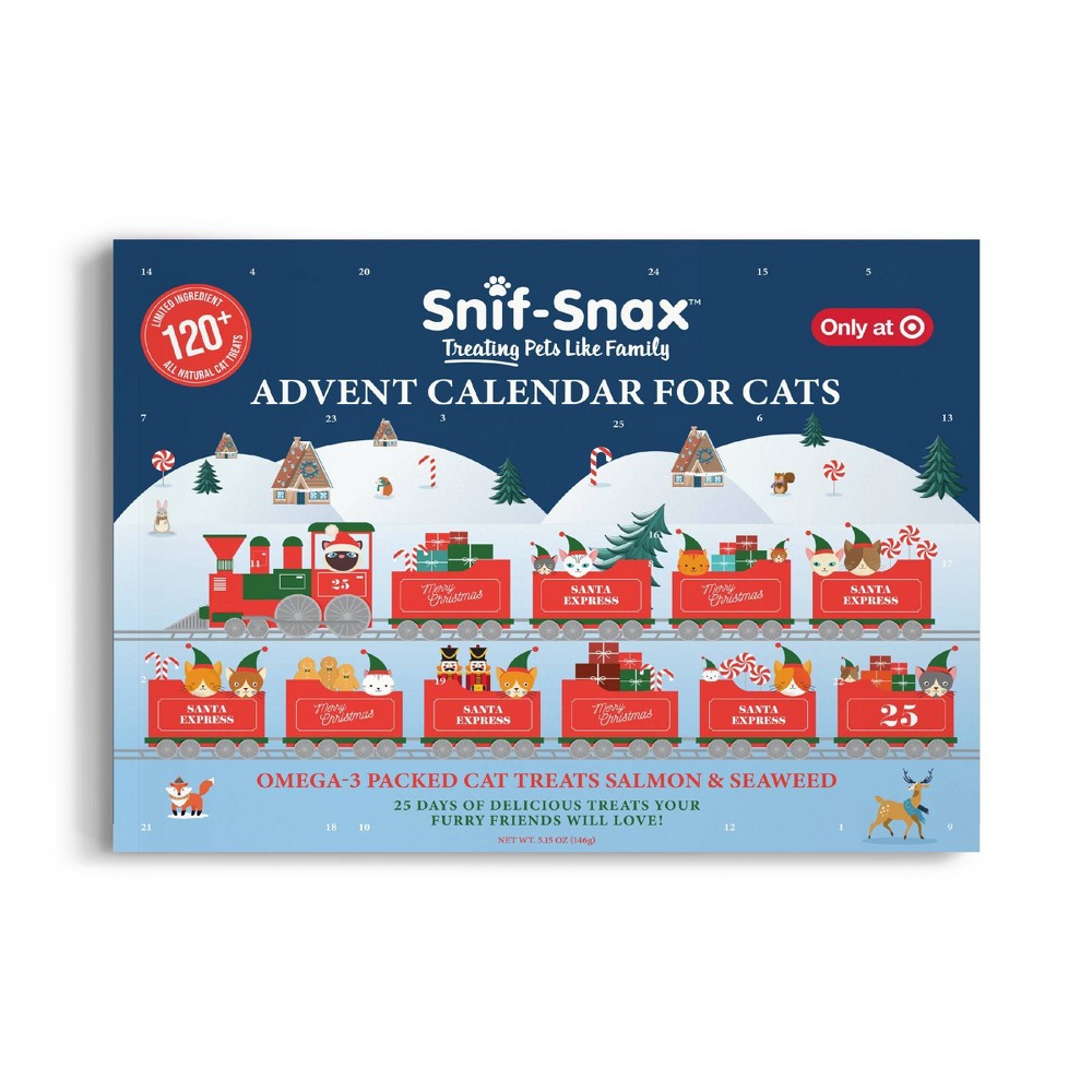 Snif-Snax Christmas Advent Calendar Salmon Flavor Chewy Cat Treat - 5.11oz