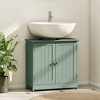 HOMCOM Under Sink Bathroom Cabinet with 2 Doors and Shelf, Pedestal Sink Bathroom Vanity Furniture, Dark Green - 3 of 4