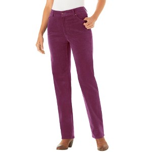 Woman Within Plus Size Tall Corduroy Straight Leg Stretch Pant - 1 of 4