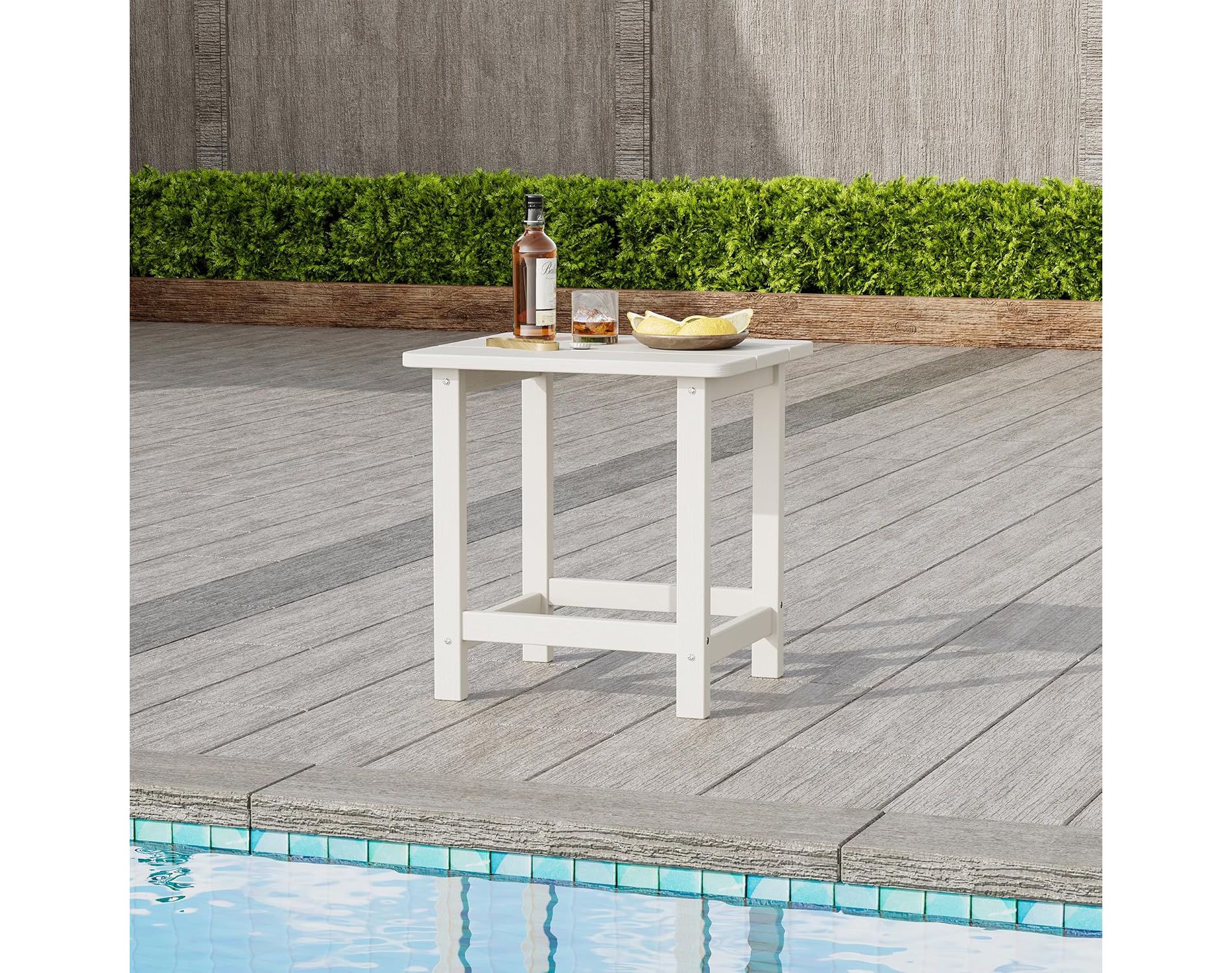 Outdoor HDPE Square Side Table - Adirondack Style Patio End Table for Pool, Beach - Weather Resistant & Easy Setup