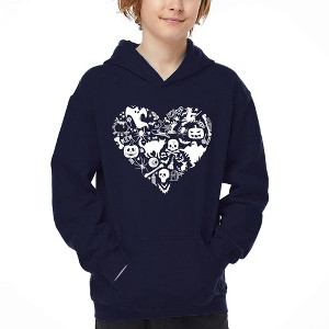 LA Pop Art Halloween Heart - Boy's Word Art Hooded Sweatshirt - 1 of 4