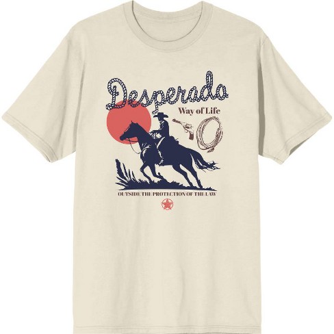 Cowboy Desperado Adult Natural Crew Neck Short Sleeve Tee-large : Target