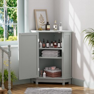 Whisen Modern Triangle Corner Bathroom Storage Cabinet with Adjustable Shelf - 1 of 4