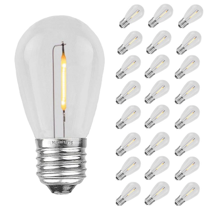 Novelty Lights White S14 Hanging LED String Light Replacement Bulbs E26 Medium Base 1 Watt, 1 of 9