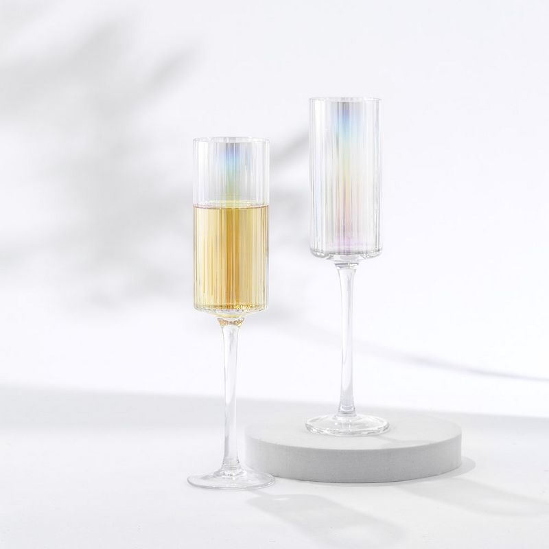 JoyJolt Christian Siriano New York Chroma Iridescent Champagne Flute Glass - 6 oz - Set of 2, 1 of 7