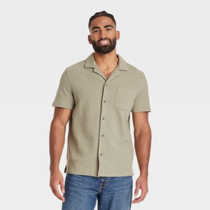 Men's Short Sleeve Knit Button-Down Shirt - Goodfellow & Co™ - 1 of 3