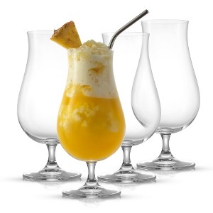 JoyJolt Terran Pina Colada Glasses - Set of 4 Crystal Hurricane Cocktail Glasses - 17 oz - 1 of 4