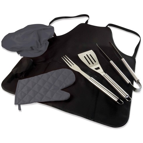 Stainless Steel Bbq Tool Set,barbecue Grill Tool Set,grilling Utensils  Accessories With Storage Apron,for Barbecue Indoor Outdoor