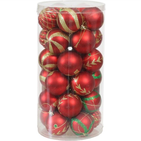 Sunnydaze 6 Shatterproof Sparkle And Shine Christmas Ball Ornament Set -  Red/silver - 3ct : Target