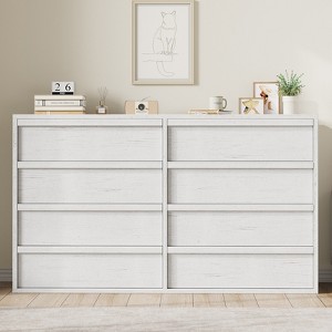 Garvee 8 Drawer Dresser for Bedroom, 54" White Double Dresser Organizer with Concave Handle, Modern Chest of Drawer for Bedroom Living Room Nursery - 1 of 4