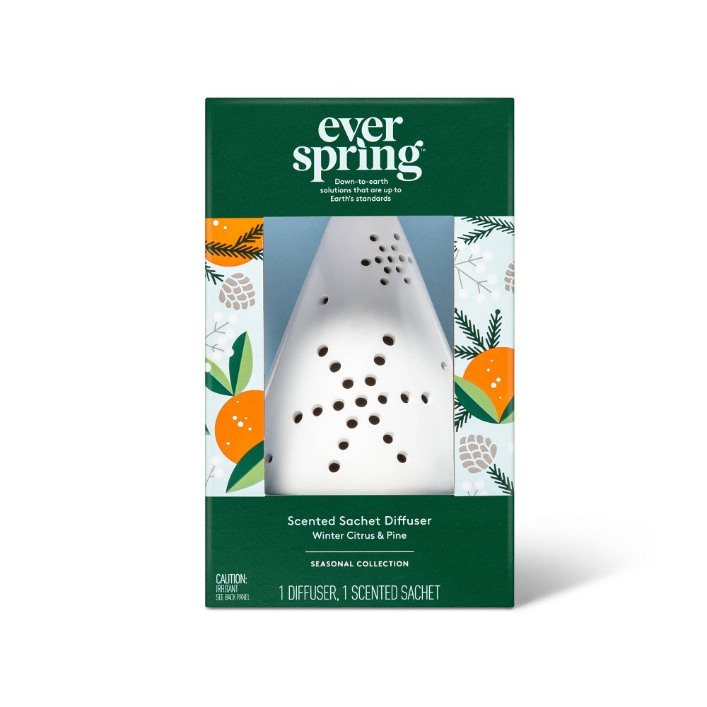 Photos - Air Freshener Everspring Winter Citrus & Pine Ceramic Oil Diffuser + Scent Sachet -  ™ 