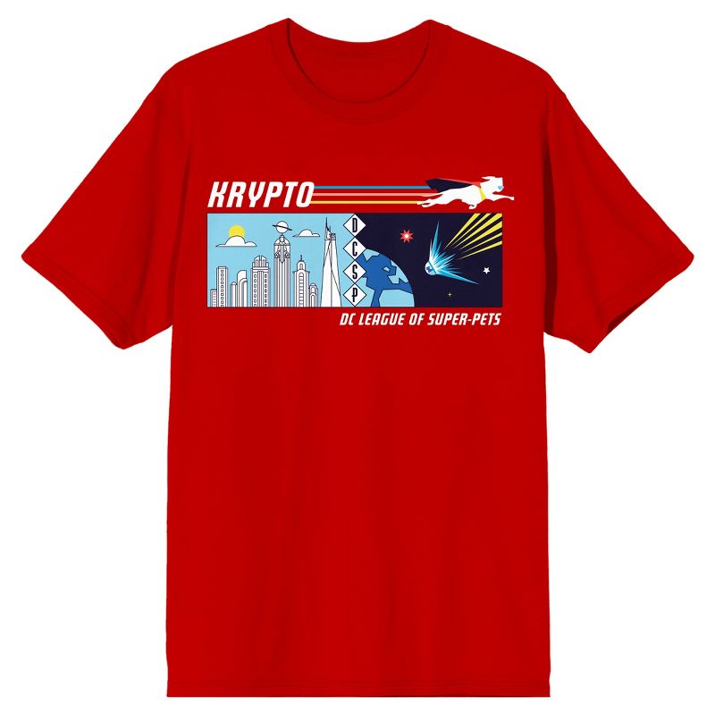 DC Comics League of Super-Pets Krypto the Super-Dog Men's Red Graphic Tee, 1 of 2