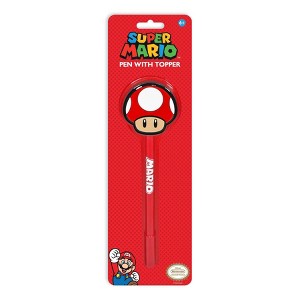 Mario Rubber Topper Pen: Super Mario School Supplies, 0.7mm Ballpoint, Blue Ink, Kids Stationery, Nintendo Licensed - 1 of 3
