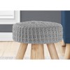17" Round Knit Upholstered Ottoman with Wood Legs Gray/Natural - EveryRoom - 3 of 4