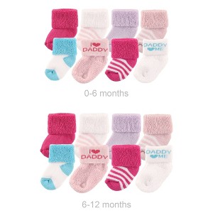 Luvable Friends Infant Girls Grow with Me Cotton Terry Socks, Pink Dad, 0-6 and 6-12 Months - 1 of 1