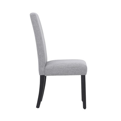 Gray Linen Upholstered Parsons Dining Side Chair with Rubberwood Legs