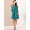 Allegra K Women's Solid Ruffle Hem 3/4 Sleeve A-Line Smocked Short Chiffon Dress - 3 of 4