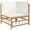 vidaXL Patio Corner Sofas Set - Bamboo Furniture with Cream White Cushions, Natural Oil Finish, Modular Design, Outdoor Lounge Set, Easy to Assemble - 4 of 4