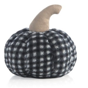 Shiraleah Medium Black Plaid Faux Fur Pumpkin Pillow - 1 of 3