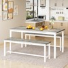 Hooseng 3-Piece Dining Table Set wtih 2 Benches, Farmhouse Style Dining Room Set for 4, Particle Board Table Top and Robust Metal Frame Dinette Set - 2 of 4