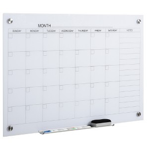 Vinsetto 35"x23" Dry Erase Wall Calendar Glass Whiteboard Monthly Planner for Homeschool Supplies & Home Office Organization w/ 4 Markers and Eraser - 1 of 4