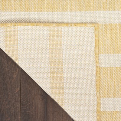 Yellow Ivory Striped Flatweave 5' x 7' Outdoor Rug
