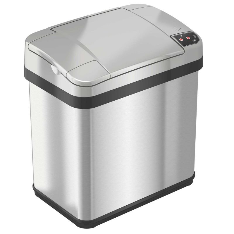 iTouchless Sensor Bathroom Trash Can with AbsorbX Odor Filter and Fragrance 2.5 Gallon Silver Stainless Steel, 1 of 7
