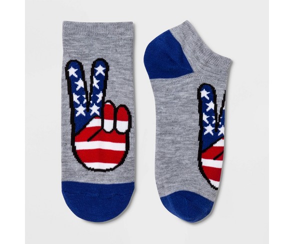 Women's Peace Sign Low Cut Socks - Heather Gray One Size