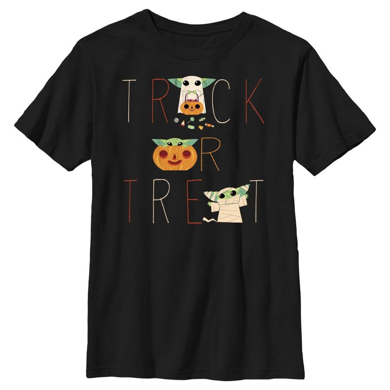 Boy's Star Wars The Mandalorian Halloween Grogu Trick or Treat T-Shirt, 1 of 6