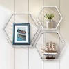 Sorbus Metal Wire Hexagon Design Wall Mounted Floating Shelves, Set of 3 - White - 2 of 4