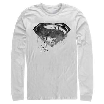 Men's Zack Snyder Justice League Superman Silver Logo Long Sleeve Shirt