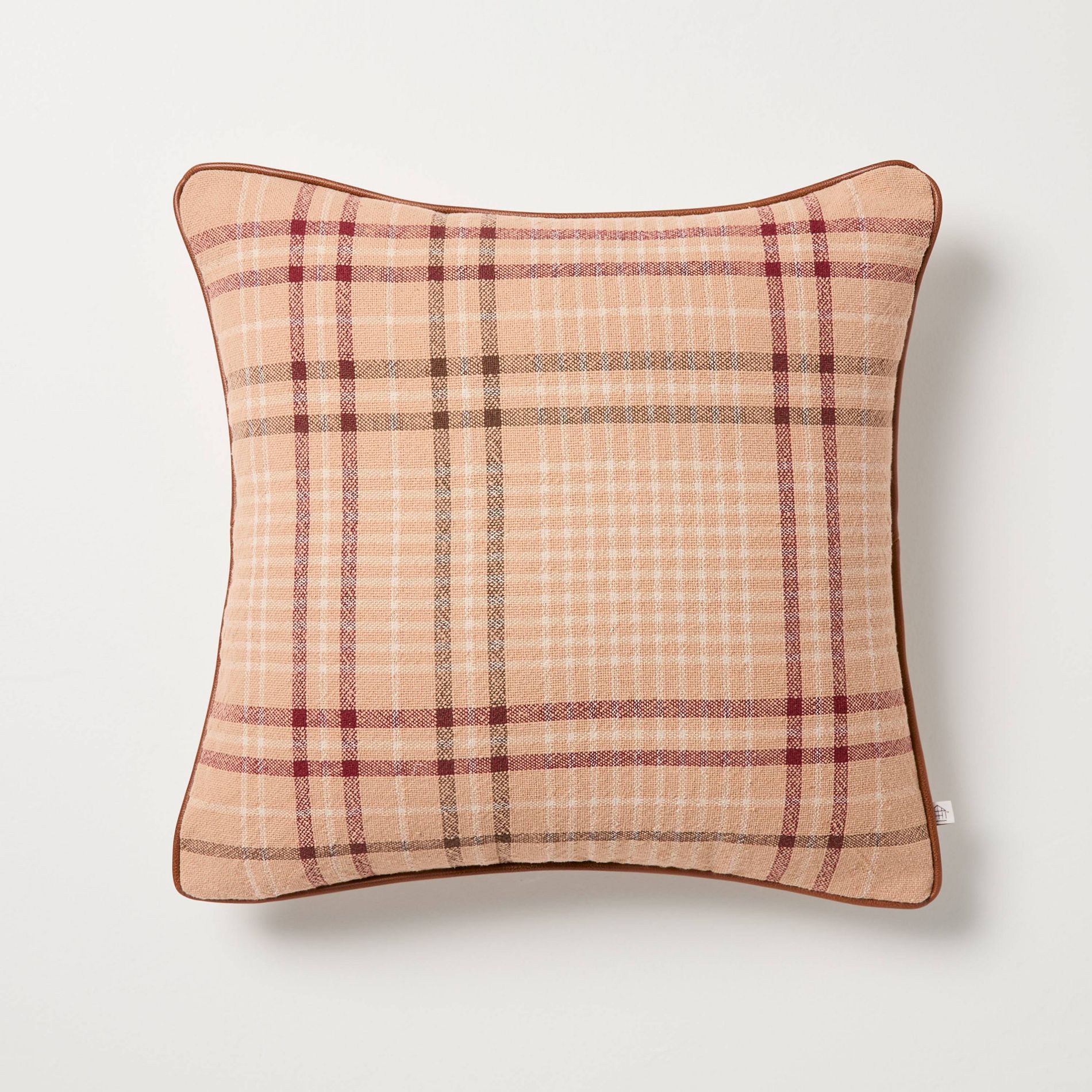 18"x18" Warm Fall Plaid Square Toss Pillow Brown - Hearth & Hand™ with Magnolia