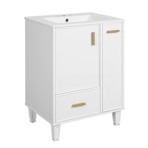 Dexmalle 24" Bathroom Vanity with Door Shelf, Deep Drawer, 2-Tier Pull-Out Basket - 1 of 4
