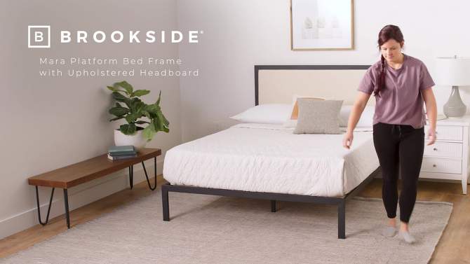 Mara Metal Platform Bed Frame with Upholstered Headboard - Brookside Home, 2 of 8, play video