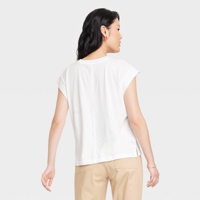 Women's Extended Shoulder Tshirt A New Day™ White Xl Target