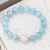 Ross-Simons 12-13mm Cultured Baroque Pearl and Milky Aquamarine Stretch Bracelet With 14kt Yellow Gold Size - 3 of 4