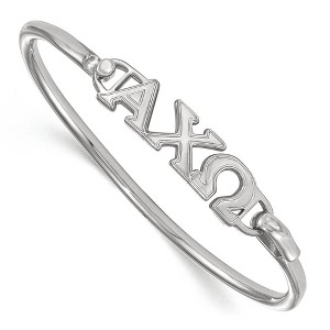 Black Bow Jewelry Sterling Silver Alpha Chi Omega Greek Life Bangle Bracelet 8 Inch - 1 of 3