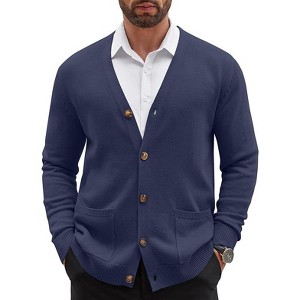 COOFANDY Men's Cardigan Sweater Long Sleeve Casual V Neck Button Down Knitted Sweater with Pockets - 1 of 4