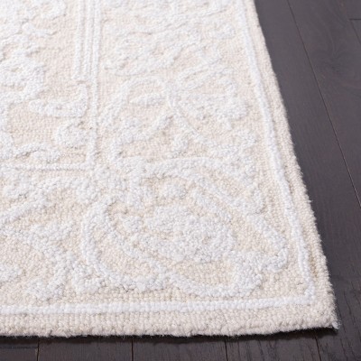 Ivory and Beige Handmade Tufted Wool Square Rug