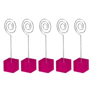 Unique Bargains Metal Resin Cube Base Circle Shape Pictures Memo Place Card Holder 5 Pcs - 1 of 4