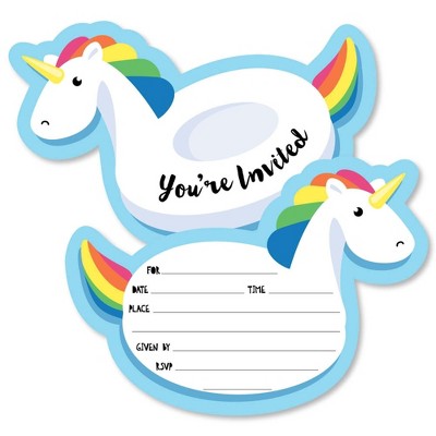Big Dot of Happiness Make a Splash - Pool Party - Shaped Invites - Summer Swimming Party or Birthday Party Invite Cards with Envelopes - Set of 12