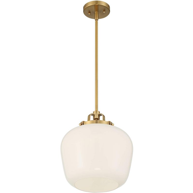 Possini Euro Design Gold Pendant 13" Wide Modern Opal White Glass Shade for Dining Room Living House Home Foyer Kitchen Island Entryway High Ceilings, 5 of 7