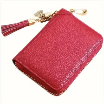 Wikineon Womens Coin Purse Credit Card Holder Wallet - Stylish & Compact with Multiple Card Slots, Secure Coin Compartment for Daily Use,Rosy