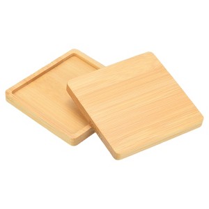 Unique Bargains Indoor and Outdoor Square Bamboo Planter Saucer Drip Tray Plant Drainage Trays 2 Pcs - 1 of 4