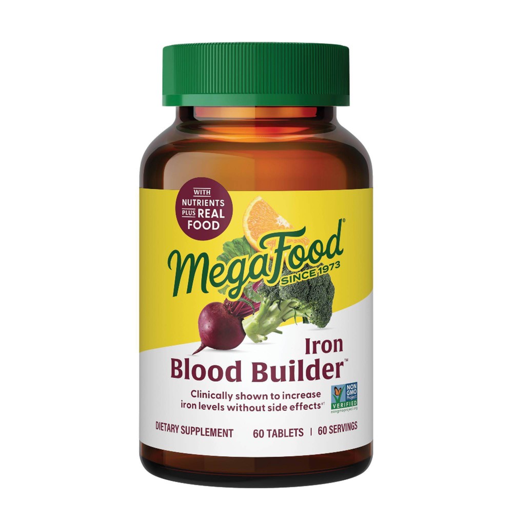 Photos - Vitamins & Minerals MegaFood Blood Builder Vegan Iron Supplement with Vitamin C, Iron Supplements for Women Tablets - 60ct: Non-GMO Verified 