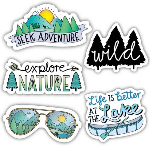 Big Moods Nature And Outdoor Sticker Pack 5pc : Target