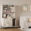 Homhougo Large Cat Litter Box Enclosure Furniture with 3 Open Shelves and Storage Cabinet, Farmhouse Cat House Washroom - 3 of 4