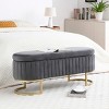 GlasFlength Ottomans and Benches Storage Ottoman Bench Upholstered Tufted Bench Golden Metal Legs for Room, Gray, 48.43"*16.93"*19.69" - 4 of 4