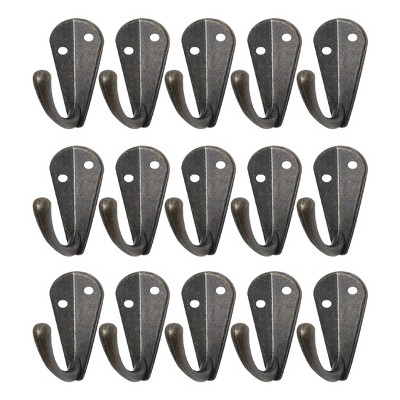 Unique Bargains Zinc Alloy Wall Mounted Rust Resistant Towel Coat Hook 15 Pcs