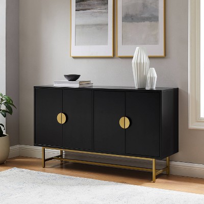 Blair 54" Matte Black and Gold Mid-Century Modern Sideboard